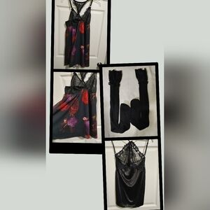 Cacique Elegant Black and Red Floral Intimate Wear